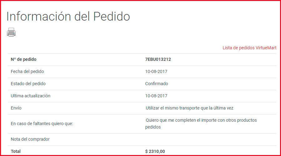 Consultar estado del pedido