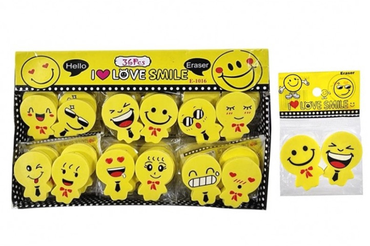 Gomas de borrar superherramientas patrón al azar 30 unidades diseño de emoji sonriente 